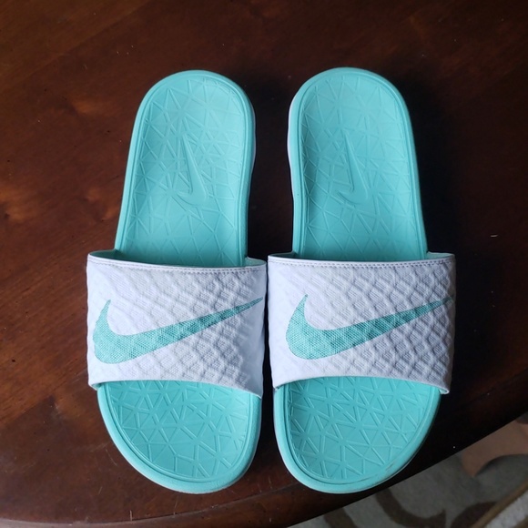nike slides mint green